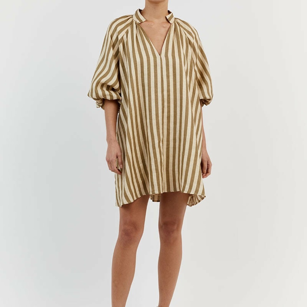 DISSH Striped Tan and Cream Dress
